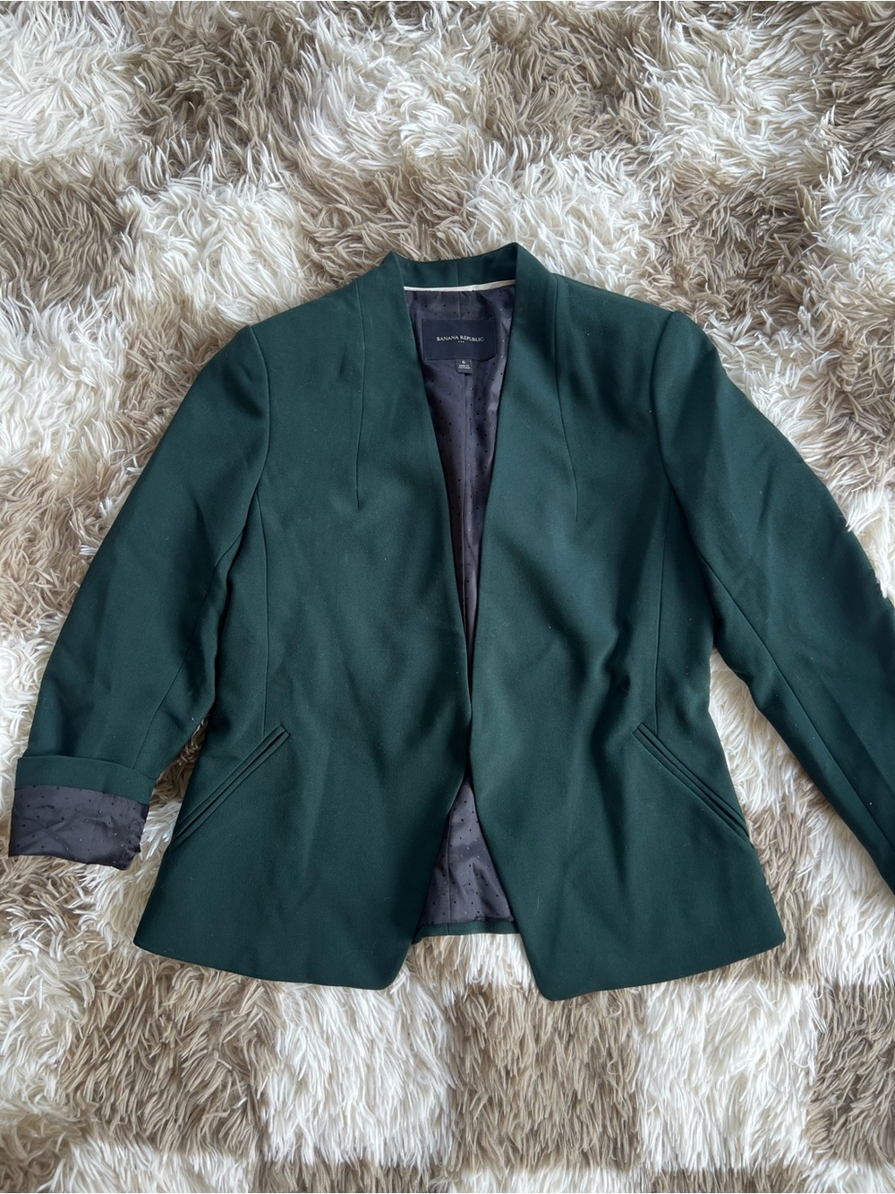 Banana Republic Point Neck Dark Green Women's Blazer - Casual to Work